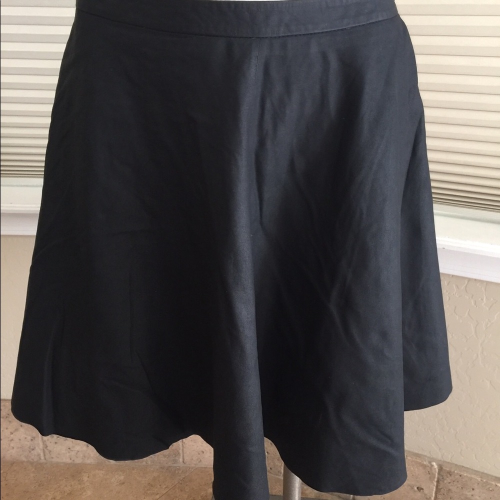 Joie Kyla Black Lambskin Leather A Line Skirt L